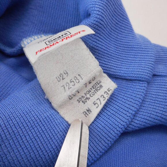 Vintage Sears Perma-Prest Turtleneck Toddler Size 4T Blue Floral Embellishment - Picture 15 of 15
